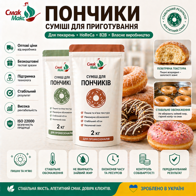 Професійні суміші для пончиків HoReCa Смакмакс