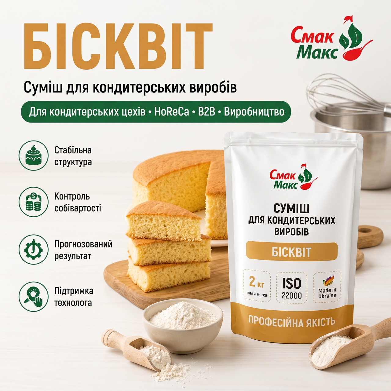 Суміш для бісквіта HoReCa Смакмакс 2 кг