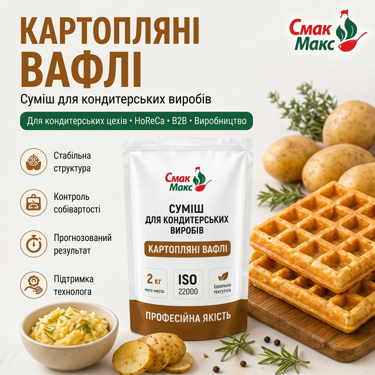 Суміш для картопляних вафель HoReCa Смакмакс 2 кг