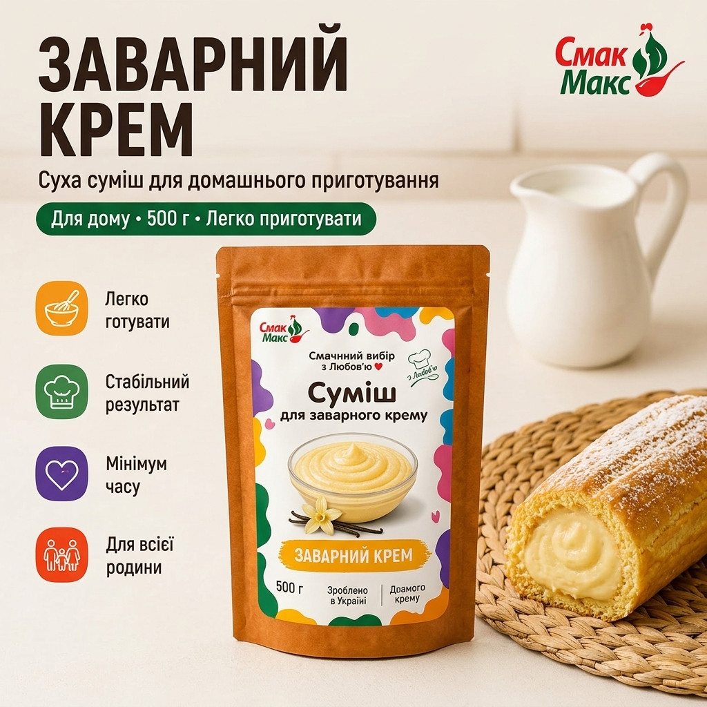Суміш для домашнього заварного крему B2C Смакмакс