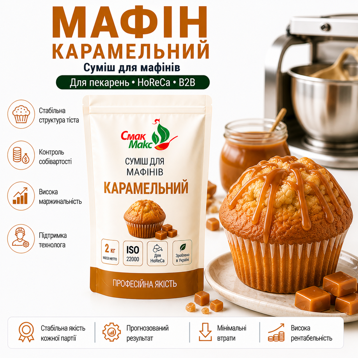 Суміш для мафінів Карамельна HoReCa 2 кг Смакмакс