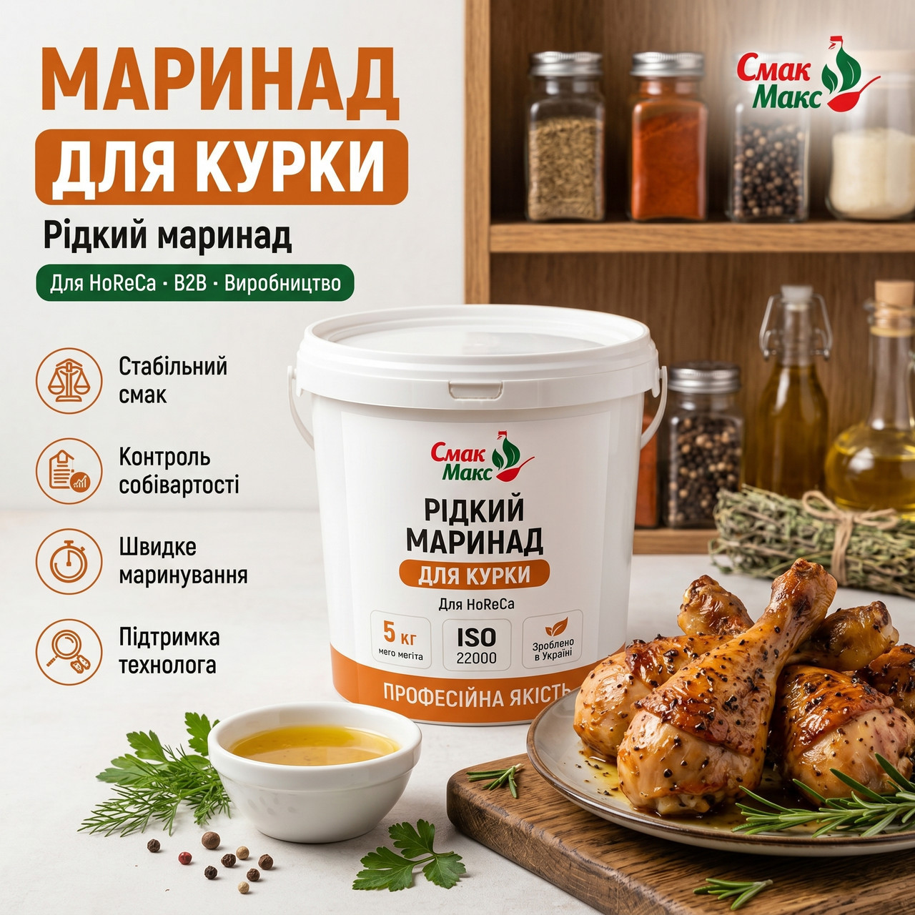 Маринад для курки HoReCa 5 кг Смакмакс
