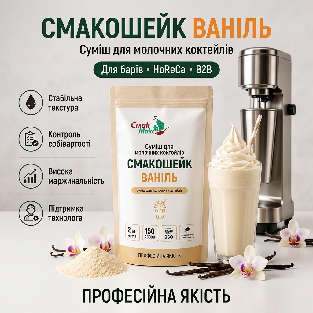 Суміш для молочного коктейлю Ваніль HoReCa 2 кг Смакмакс